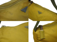 画像をギャラリービューアに読み込む, PRADA プラダ ハンドバッグ ワンショルダーバッグ トライアングルロゴ イタリア製 ナイロン イエロー カーキ シルバー金具 美品 中古 4b007441