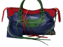 画像をギャラリービューアに読み込む, BALENCIAGA バレンシアガ ザ シティ ジャイアント 2WAYバッグ ハンドバッグ ショルダーバッグ 115743 レッド ブルー グリーン 美品 中古 4b007453
