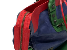 画像をギャラリービューアに読み込む, BALENCIAGA バレンシアガ ザ シティ ジャイアント 2WAYバッグ ハンドバッグ ショルダーバッグ 115743 レッド ブルー グリーン 美品 中古 4b007453