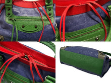 画像をギャラリービューアに読み込む, BALENCIAGA バレンシアガ ザ シティ ジャイアント 2WAYバッグ ハンドバッグ ショルダーバッグ 115743 レッド ブルー グリーン 美品 中古 4b007453