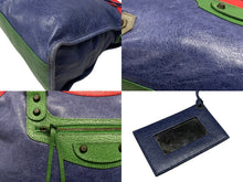 画像をギャラリービューアに読み込む, BALENCIAGA バレンシアガ ザ シティ ジャイアント 2WAYバッグ ハンドバッグ ショルダーバッグ 115743 レッド ブルー グリーン 美品 中古 4b007453