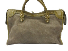画像をギャラリービューアに読み込む, BALENCIAGA バレンシアガ ザ ジャイアント シティ 2WAY ハンドバッグ ショルダーバッグ キャンバス カーキ レザー ゴールド金具 美品 中古 4b007455