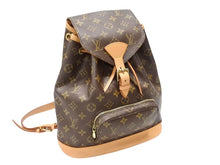 画像をギャラリービューアに読み込む, LOUIS VUITTON ルイヴィトン モンスリMM バックパック M51136 ブラウン モノグラム PVC ゴールド金具 美品 中古 4b007458