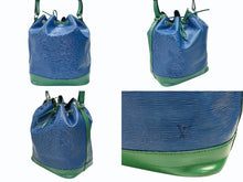 画像をギャラリービューアに読み込む, LOUIS VUITTON ルイヴィトン ノエ ショルダーバッグ 巾着 ツートン M44044 エピレザー ブルー グリーン ゴールド金具 美品 中古 4b007460