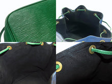 画像をギャラリービューアに読み込む, LOUIS VUITTON ルイヴィトン ノエ ショルダーバッグ 巾着 ツートン M44044 エピレザー ブルー グリーン ゴールド金具 美品 中古 4b007460