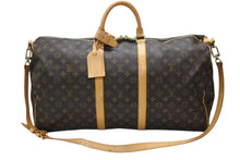 画像をギャラリービューアに読み込む, LOUIS VUITTON ルイヴィトン キーポル バンドリエール55 ボストンバッグ M41414 モノグラム ブラウン 美品 中古 4b007463