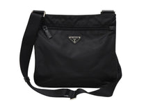 画像をギャラリービューアに読み込む, 極美品 PRADA プラダ テスート サフィアーノ ショルダーバッグ 2VH563 ショルダーバッグ ナイロン ロゴプレート ネロ ブラック 中古 4b007467