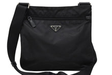 画像をギャラリービューアに読み込む, 極美品 PRADA プラダ テスート サフィアーノ ショルダーバッグ 2VH563 ショルダーバッグ ナイロン ロゴプレート ネロ ブラック 中古 4b007467