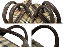 画像をギャラリービューアに読み込む, BURBERRY バーバリー ノバチェック ミニボストンバッグ ベージュ ブラウン キャンバス レザー ゴールド金具 美品 中古 4b007468