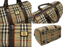 画像をギャラリービューアに読み込む, BURBERRY バーバリー ノバチェック ミニボストンバッグ ベージュ ブラウン キャンバス レザー ゴールド金具 美品 中古 4b007468