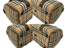 画像をギャラリービューアに読み込む, BURBERRY バーバリー ノバチェック ミニボストンバッグ ベージュ ブラウン キャンバス レザー ゴールド金具 美品 中古 4b007468
