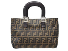 画像をギャラリービューアに読み込む, FENDI フェンディ ハンドバッグ トートバッグ ズッカ柄 キャンバス ブラウン シルバー金具 美品 中古 4b007470