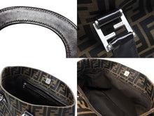 画像をギャラリービューアに読み込む, FENDI フェンディ ハンドバッグ トートバッグ ズッカ柄 キャンバス ブラウン シルバー金具 美品 中古 4b007470