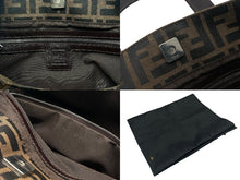 画像をギャラリービューアに読み込む, FENDI フェンディ ハンドバッグ トートバッグ ズッカ柄 キャンバス ブラウン シルバー金具 美品 中古 4b007470