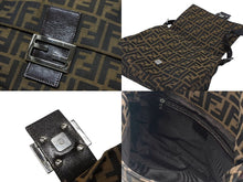 画像をギャラリービューアに読み込む, FENDI フェンディ マンマバケット ショルダーバッグ ズッカ柄 コットンキャンバス レザー ブラウン シルバー金具 美品 中古 4b007471