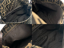 画像をギャラリービューアに読み込む, FENDI フェンディ マンマバケット ショルダーバッグ ズッカ柄 コットンキャンバス レザー ブラウン シルバー金具 美品 中古 4b007471