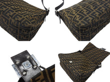 画像をギャラリービューアに読み込む, FENDI フェンディ マンマバケット ショルダーバッグ ズッカ柄 コットンキャンバス レザー ブラウン シルバー金具 美品 中古 4b007472