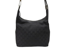 画像をギャラリービューアに読み込む, GUCCI グッチ ワンショルダーバッグ 01234 レザー GGキャンバス ブラック シルバー金具 美品 中古 4b007473