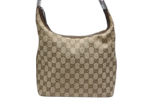 画像をギャラリービューアに読み込む, GUCCI グッチ GGキャンバス ワンショルダーバッグ 0013814 ベージュ ブラウン キャンバス レザー シルバー 金具 美品 中古 4b007474