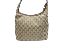 画像をギャラリービューアに読み込む, GUCCI グッチ GGキャンバス ワンショルダーバッグ 0013814 ベージュ ブラウン キャンバス レザー シルバー 金具 美品 中古 4b007474