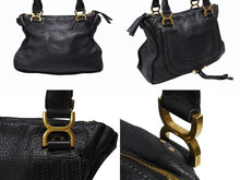 画像をギャラリービューアに読み込む, Chloe クロエ マーシー ハンドバッグ トートバッグ 馬蹄 031163 レザー ブラック ゴールド金具 美品 中古 4b007475