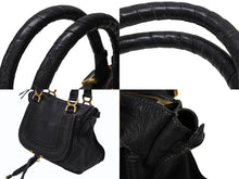 画像をギャラリービューアに読み込む, Chloe クロエ マーシー ハンドバッグ トートバッグ 馬蹄 031163 レザー ブラック ゴールド金具 美品 中古 4b007475