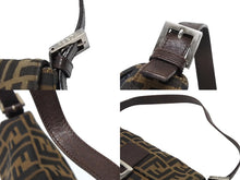 画像をギャラリービューアに読み込む, FENDI フェンディ マンマバケット ワンショルダーバッグ 222826424009 ズッカ柄 キャンバス レザー ブラウン シルバー金具 美品 中古 4b007476