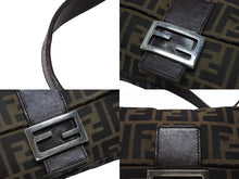 画像をギャラリービューアに読み込む, FENDI フェンディ マンマバケット ワンショルダーバッグ 222826424009 ズッカ柄 キャンバス レザー ブラウン シルバー金具 美品 中古 4b007476