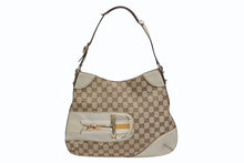 画像をギャラリービューアに読み込む, GUCCI グッチ ワンショルダーバッグ 137388 213048 イタリア製 GGキャンバス レザー ベージュ アイボリー ゴールド金具 美品 中古 4b007479