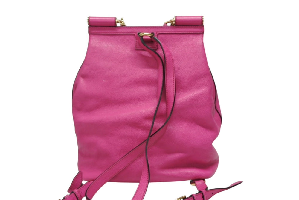DOLCE&GABBANA Dolce &amp; Gabbana Backpack Daypack, Made in Italy, Leather, Pink, Gold Hardware, Excellent Condition, Used, 4b007482