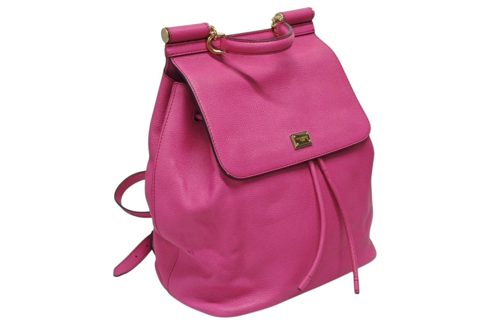 DOLCE&GABBANA Dolce &amp; Gabbana Backpack Daypack, Made in Italy, Leather, Pink, Gold Hardware, Excellent Condition, Used, 4b007482
