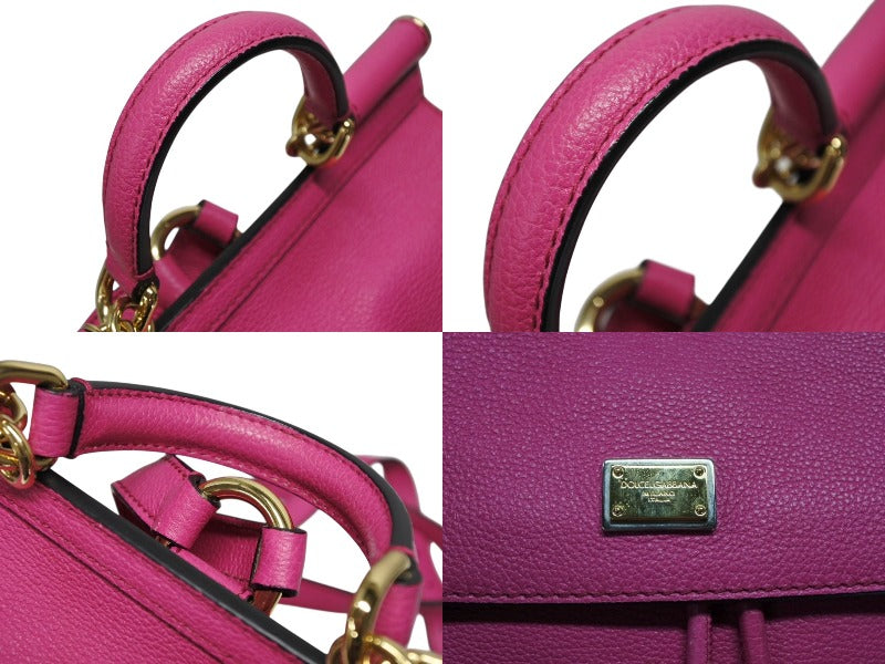DOLCE&GABBANA ドルチェアンドガッバーナ リュック デイパック イタリア製 レザー ピンク ゴールド金具 美品 中古 4b007482