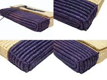 画像をギャラリービューアに読み込む, 極美品 BALENCIAGA バレンシアガ クラッチバッグ かごバッグ 002123 ラフィア レザー ベージュ パープル シルバー金具 中古 4b007484