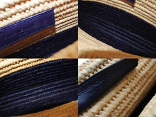 画像をギャラリービューアに読み込む, 極美品 BALENCIAGA バレンシアガ クラッチバッグ かごバッグ 002123 ラフィア レザー ベージュ パープル シルバー金具 中古 4b007484