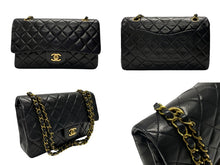 画像をギャラリービューアに読み込む, 極美品 CHANEL シャネル マトラッセ25 Wフラップ Wチェーンショルダーバッグ 3番台 ラムスキン ココマーク ブラック ゴールド金具 中古 4b007492