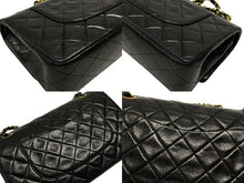 画像をギャラリービューアに読み込む, 極美品 CHANEL シャネル マトラッセ25 Wフラップ Wチェーンショルダーバッグ 3番台 ラムスキン ココマーク ブラック ゴールド金具 中古 4b007492