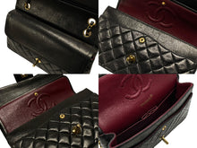 画像をギャラリービューアに読み込む, 極美品 CHANEL シャネル マトラッセ25 Wフラップ Wチェーンショルダーバッグ 3番台 ラムスキン ココマーク ブラック ゴールド金具 中古 4b007492