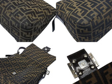 画像をギャラリービューアに読み込む, FENDI フェンディ マンマバケット ショルダーバッグ ズッカ柄 コットンキャンバス レザー ブラウン シルバー金具 美品 中古 4b007496