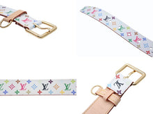 画像をギャラリービューアに読み込む, 新品未使用 LOUIS VUITTON ルイヴィトン ベルト サンチュール キャレ M8981 モノグラムマルチカラー PVC ロゴ 村上隆 90/36 中古 4b007511
