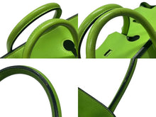 画像をギャラリービューアに読み込む, エルメス HERMES オータクロア 32 ハンドバッグ グリーン アップル ヴォーガリバー ゴールド金具 口A刻印 美品 中古 4b007512