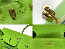 画像をギャラリービューアに読み込む, エルメス HERMES オータクロア 32 ハンドバッグ グリーン アップル ヴォーガリバー ゴールド金具 口A刻印 美品 中古 4b007512