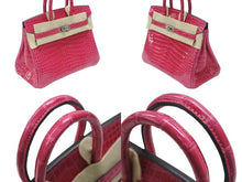 画像をギャラリービューアに読み込む, 未使用 HERMES エルメス BIRKIN バーキン25 ハンドバッグ ポロサス ローズシェヘラザード シルバー金具 U刻印 2022年製 中古 4b007513