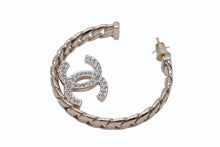 画像をギャラリービューアに読み込む, 極美品 CHANEL シャネル フープピアス B24P刻印 重量約25.1g ココマーク GP メタル ラインストーン ゴールド クリア 両耳用 中古 4b007520