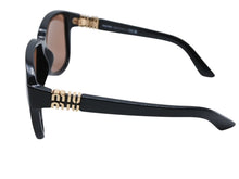 Load image into Gallery viewer, 極美品 MIUMIU ミュウミュウ サングラス サイズ61□12 140 ブラック ゴールド ロゴ金具 16K-90Q 中古 4b007522