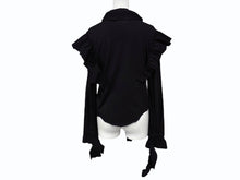 画像をギャラリービューアに読み込む, 極美品 VETEMENTS ヴェトモン 長袖シャツ フリル WE64SH200B ポルトガル製 コットン ブラック サイズS 中古 4b007525