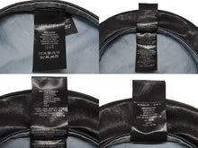 画像をギャラリービューアに読み込む, GUCCI グッチ ベレー帽 202291 413451 ブラック ライトブルー 羊革 蜂刺繍 レーヨン サイズ57 良品 中古 4b007534