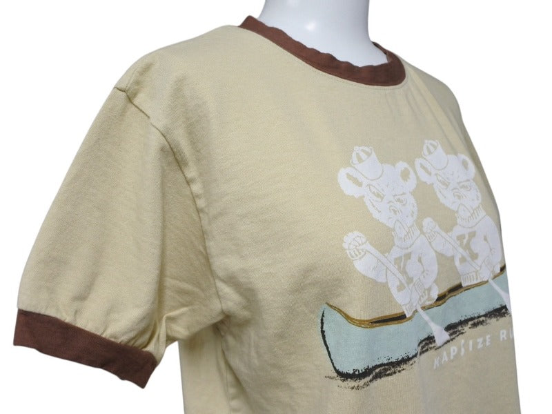 新品未使用 KAPITAL キャピタル 20/-天竺 リンガーT(K'BEARpt) Tシャツ K2502SC017 ベージュ ブラウン サイズ1 中古 4b007546