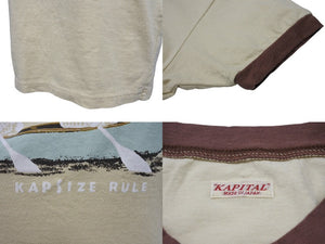 New and unused KAPITAL Capital 20/-Tshirt Ringer T (K'BEARpt) T-shirt K2502SC017 Beige Brown Size 1 Used 4b007546