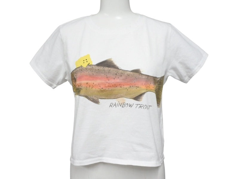 新品未使用 KAPITAL キャピタル 20/-天竺 クロップドT(トラウト1匹PECKISH RAINBOWYpt) Tシャツ K2508SC001 ホワイト サイズ1 中古 4b007548
