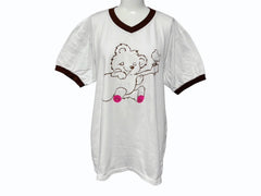 Brand new, unused KAPITAL 20/- jersey V-neck ringer T-shirt (Little Bear)&ハMoni pt) T-shirt K2502SC017 White Brown Size 3 Used 4b007552